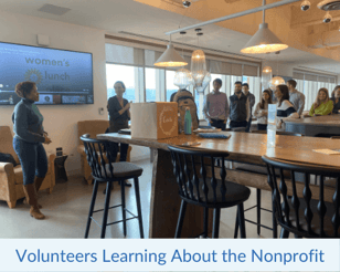 Volunteers learning about the nonprofit together