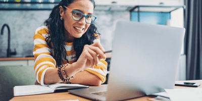 Professional virtually participates in a skills-based volunteering session.