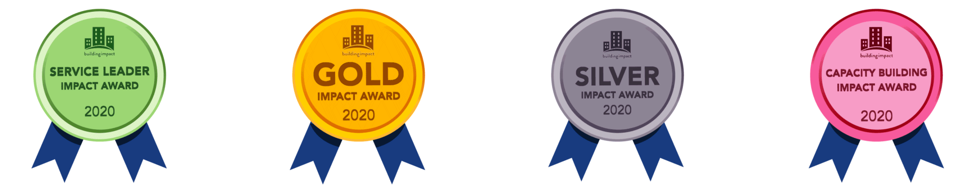 Impact Award categories, Service Leader Award, Gold Award, Silver Award, and Capacity Building Award