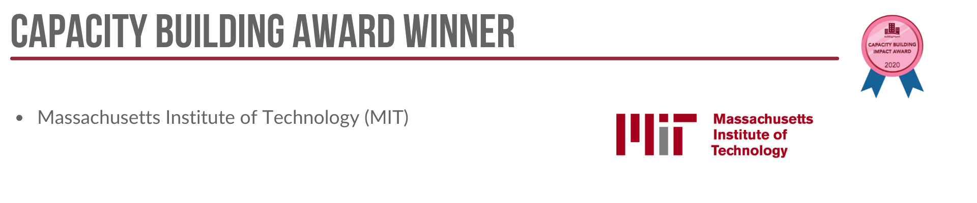 Capacity Building Award Winner: Massachusetts Institute of Technology (MIT) 